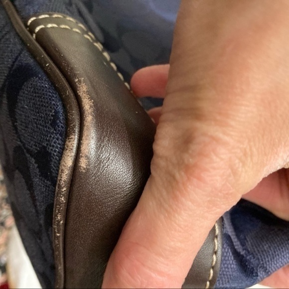 Coach vintage y2k blue signature c brown leather small shoulder bag - Picture 3 of 11